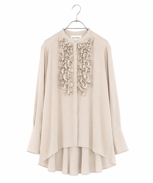 Marilyn Moon(マリリンムーン)の「crystal pleats satin shirt(シャツ/ブラウス・レディース・ネイビー/アイボリー/ベージュ系その他/オリーブ・FREE)」の20枚目の写真
