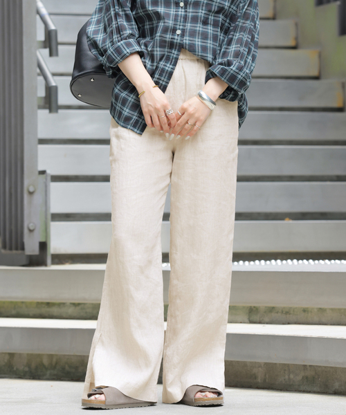 JOURNAL STANDARD relume(ジャーナルスタンダード レリューム)の「《追加8》麻スリットイージーパンツ(その他パンツ・レディース・ピンク系その他/ベージュ/ブラック・38/36/40)」の2枚目の写真