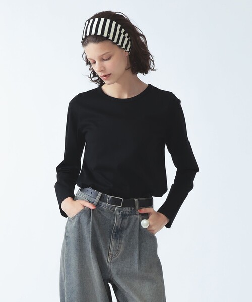 Ray BEAMS(レイビームス)の「天竺 クルーネック Tシャツ(Tシャツ/カットソー・レディース・ホワイト/ブラック/グレー・ONE SIZE)」の3枚目の写真