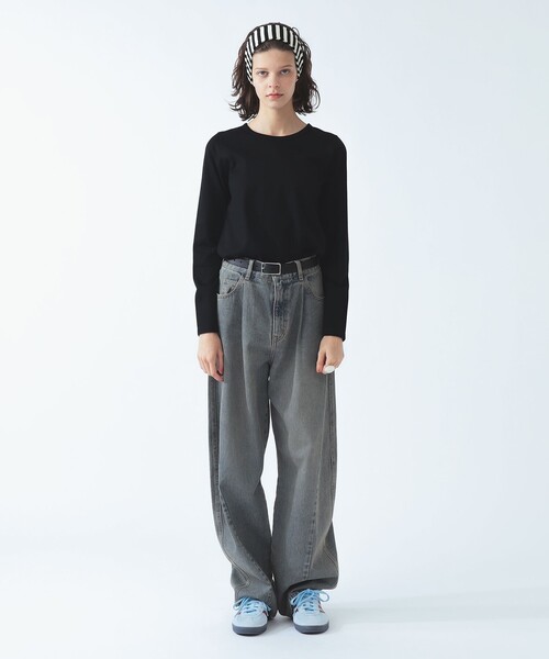 Ray BEAMS(レイビームス)の「天竺 クルーネック Tシャツ(Tシャツ/カットソー・レディース・ホワイト/ブラック/グレー・ONE SIZE)」の5枚目の写真
