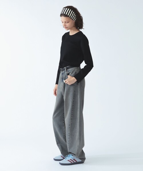 Ray BEAMS(レイビームス)の「天竺 クルーネック Tシャツ(Tシャツ/カットソー・レディース・ホワイト/ブラック/グレー・ONE SIZE)」の6枚目の写真