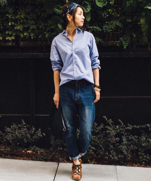 BEAUTY&YOUTH UNITED ARROWS（ビューティーアンドユースユナイテッドアローズ）の「BY manipuri シルクスカーフ◆（バンダナ/スカーフ・レディース・ホワイト/ベージュ/ネイビー・FREE）」の8枚目の写真