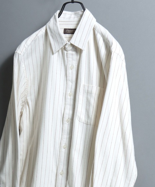 ANPAS(アンパス)の「Organic Cotton Flannel Shirt (Solid / Stripe / Check) / オーガニックコットン ネルシャツ 無地/ストライプ/チェック柄 メンズ レギュラーカラーシャツ 長袖 秋冬 トップス(シャツ/ブラウス・メンズ・ブルー/ベージュ系/ブラウン系その他/ブラック系/グレー系/ダークブラウン/ライトグリーン系/オレンジ系/ブルー系その他2/ブルー系/オフホワイト/ダークブラウン系/イエロー系その他/ネイビー/パープル系その他/ホワイト系その他/ワイン/カーキオリーブ/レッド系/ブルー系その他・M/LL/L)」の2枚目の写真