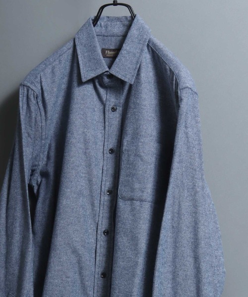 ANPAS(アンパス)の「Organic Cotton Flannel Shirt (Solid / Stripe / Check) / オーガニックコットン ネルシャツ 無地/ストライプ/チェック柄 メンズ レギュラーカラーシャツ 長袖 秋冬 トップス(シャツ/ブラウス・メンズ・ブルー/ベージュ系/ブラウン系その他/ブラック系/グレー系/ダークブラウン/ライトグリーン系/オレンジ系/ブルー系その他2/ブルー系/オフホワイト/ダークブラウン系/イエロー系その他/ネイビー/パープル系その他/ホワイト系その他/ワイン/カーキオリーブ/レッド系/ブルー系その他・M/LL/L)」の12枚目の写真