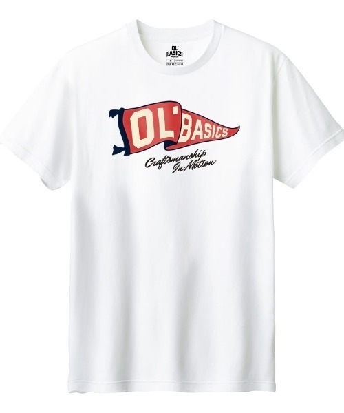 Ol' Basics(オールベーシックス)の「Ol' Basics(オール・ベーシックス) 半袖Tシャツ フラッグ ロゴ プリント 5.6オンス トップス カットソー レディース(Tシャツ/カットソー・レディース・ホワイト/ヘザーグレー/ブラック・M/L)」の1枚目の写真