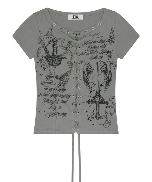 FOR THE WEATHER（フォーザウェザー）の「アイレットエンジェルブレードTシャツ (グレー)（Tシャツ/カットソー・レディース・その他・ONE SIZE）」の2枚目の写真