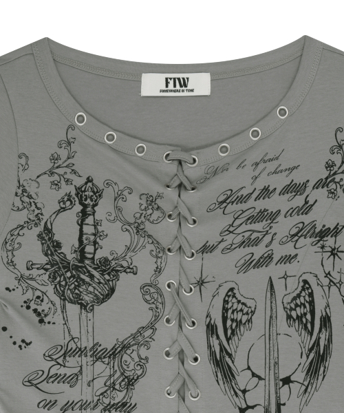 FOR THE WEATHER（フォーザウェザー）の「アイレットエンジェルブレードTシャツ (グレー)（Tシャツ/カットソー・レディース・その他・ONE SIZE）」の4枚目の写真