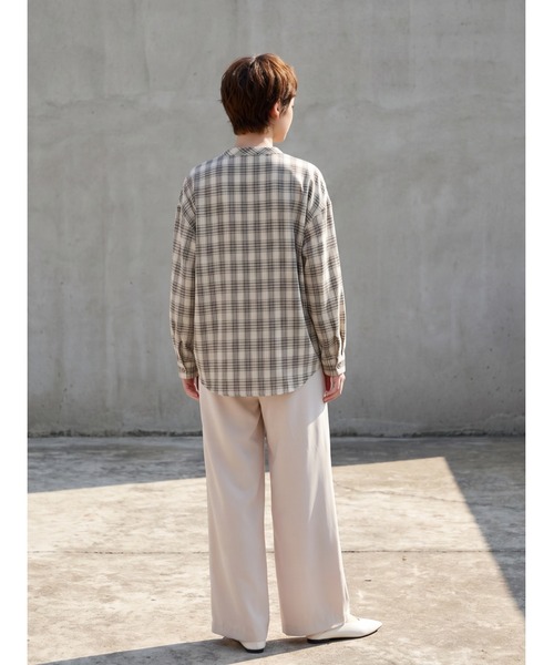 Sew loop(ソーループ)の「チョーカーネックセンタースリットチェック長袖ブラウス(シャツ/ブラウス・レディース・ブラック/ホワイト・FREE)」の8枚目の写真