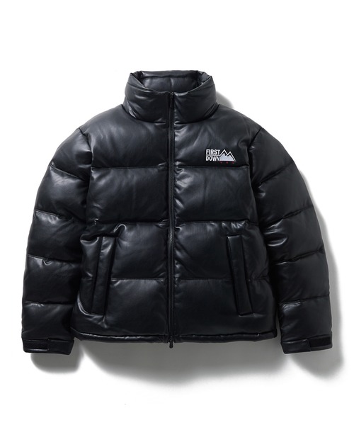FIRST DOWN（ファーストダウン）の「FIRST DOWN USA (ファーストダウン) BUBBLE DOWN JKT COLOR LEATHER バブル ダウンジャケット ブラック 合皮 メンズ F242025（ダウンジャケット/コート・メンズ・ブラック・L/M/LL）」の2枚目の写真