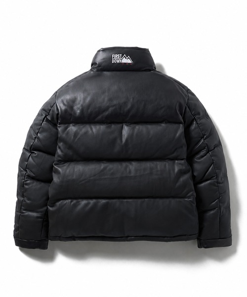 FIRST DOWN（ファーストダウン）の「FIRST DOWN USA (ファーストダウン) BUBBLE DOWN JKT COLOR LEATHER バブル ダウンジャケット ブラック 合皮 メンズ F242025（ダウンジャケット/コート・メンズ・ブラック・L/M/LL）」の3枚目の写真
