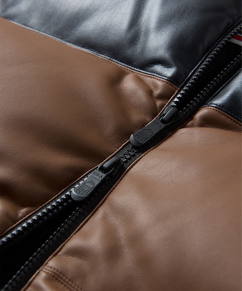 FIRST DOWN（ファーストダウン）の「FIRST DOWN USA (ファーストダウン) BUBBLE DOWN JKT COLOR LEATHER バブル ダウンジャケット ブラック 合皮 メンズ F242025（ダウンジャケット/コート・メンズ・ブラック・L/M/LL）」の8枚目の写真