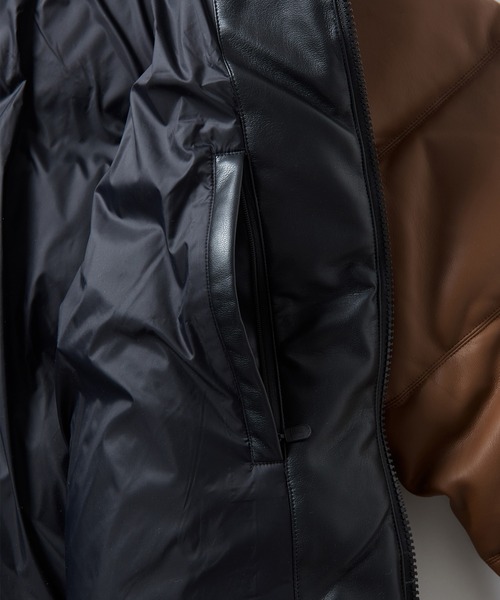 FIRST DOWN（ファーストダウン）の「FIRST DOWN USA (ファーストダウン) BUBBLE DOWN JKT COLOR LEATHER バブル ダウンジャケット ブラック 合皮 メンズ F242025（ダウンジャケット/コート・メンズ・ブラック・L/M/LL）」の10枚目の写真