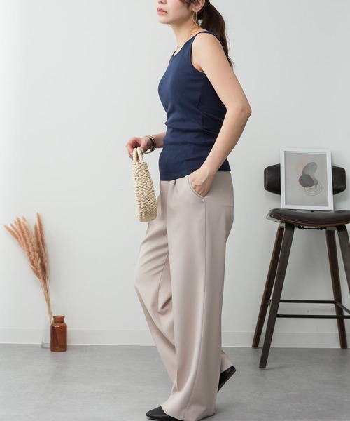 ElegChic(エレグシック)の「カップ付きコットンフライスタンクトップ(タンクトップ・レディース・チャコールグレー/オフホワイト/カーキ/ブラック/ネイビー/グレイッシュベージュ/杢グレー・L/4L/M/XL/XXL)」の13枚目の写真