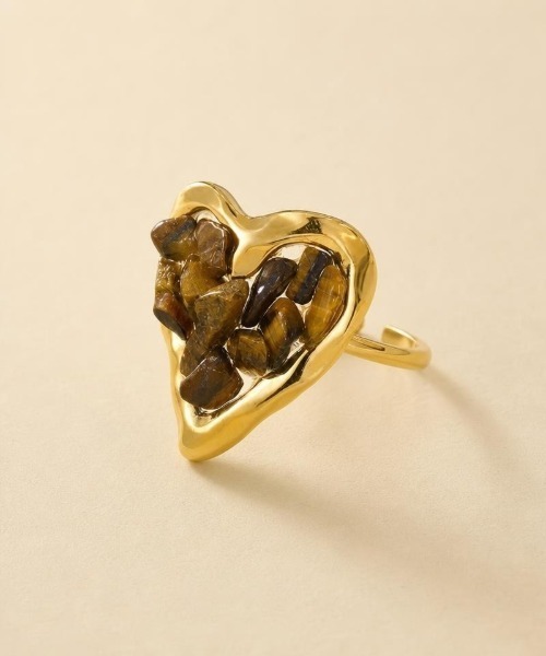 Burner（バーナー）の「【Cle・stone（クレストーン）】ステンレス 天然石ハートリング cle-ring-24-14【RBTS】（リング・レディース・ピンク/グリーン/ブラウン/ブルー/パープル/その他・FREE）」の2枚目の写真