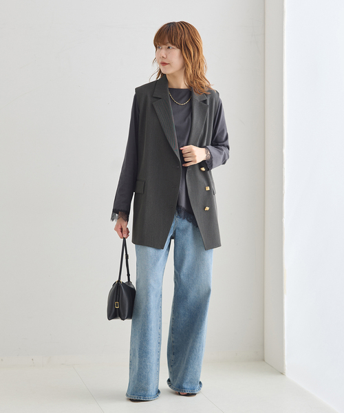 journal standard L'essage(ジャーナルスタンダードレサージュ)の「ヴィスポリギャバオーナメントベスト(その他アウター・レディース・ネイビー/グレー・FREE)」の10枚目の写真