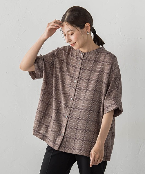 la.f…(ラエフ)の「前後2WAYチェックブラウス(シャツ/ブラウス・レディース・ブラック系その他/ブラウン系その他・9号)」の2枚目の写真