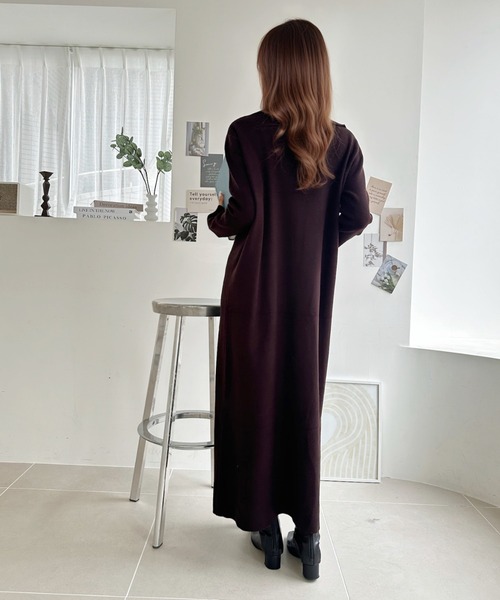 Eclat one(エクラワン)の「【美シルエット/体型カバー】ヘンリーネックハイネックニットナローワンピース(ワンピース・レディース・グレー/ブラウン/ブラック・FREE)」の16枚目の写真
