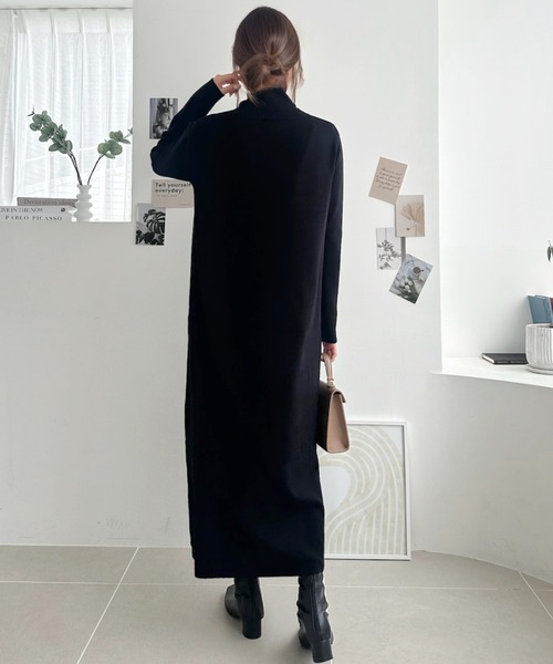Eclat one(エクラワン)の「【美シルエット/体型カバー】ヘンリーネックハイネックニットナローワンピース(ワンピース・レディース・グレー/ブラウン/ブラック・FREE)」の7枚目の写真