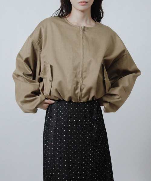 Social GIRL(ソーシャルガール)の「【セット商品】スカーフ付き ノーカラーブルゾン(ブルゾン・レディース・ブラック/ベージュ/ブラウン・M)」の11枚目の写真
