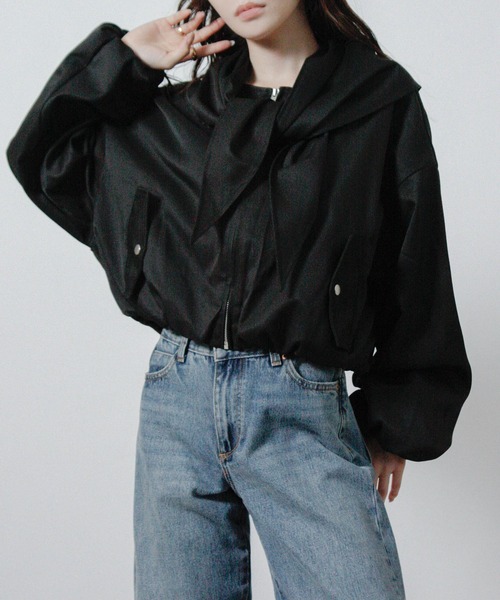 Social GIRL(ソーシャルガール)の「【セット商品】スカーフ付き ノーカラーブルゾン(ブルゾン・レディース・ブラック/ベージュ/ブラウン・M)」の16枚目の写真