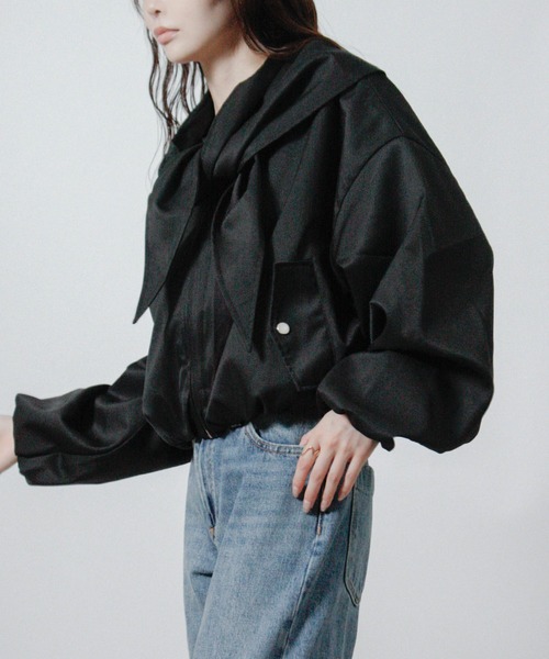 Social GIRL(ソーシャルガール)の「【セット商品】スカーフ付き ノーカラーブルゾン(ブルゾン・レディース・ブラック/ベージュ/ブラウン・M)」の17枚目の写真