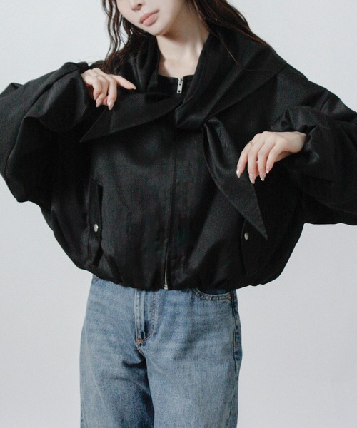 Social GIRL(ソーシャルガール)の「【セット商品】スカーフ付き ノーカラーブルゾン(ブルゾン・レディース・ブラック/ベージュ/ブラウン・M)」の19枚目の写真