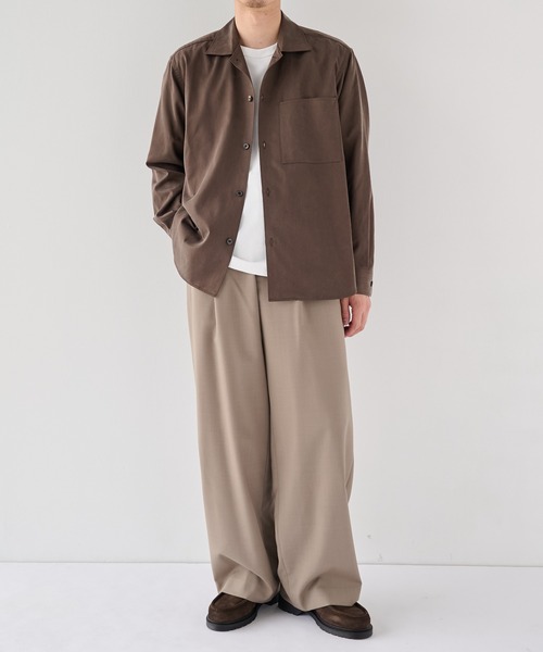 PUBLIC TOKYO(パブリックトウキョウ)の「【WEB限定26AW先行予約】ヴィンテージフィブリルシャツブルゾン(Tシャツ/カットソー・メンズ・ブラック/ブラウン・2/1)」の5枚目の写真