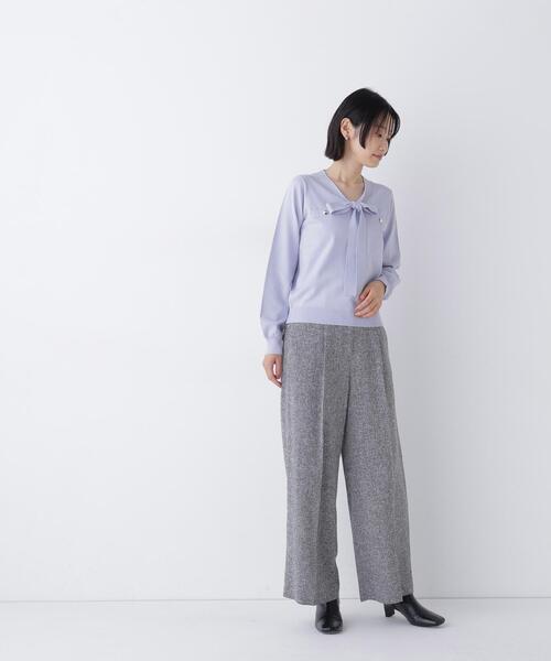 NATURAL BEAUTY BASIC(ナチュラルビューティーベーシック)の「天竺ボウタイニット(ニット/セーター・レディース・ブルー/ネイビー/オフホワイト・FREE)」の12枚目の写真