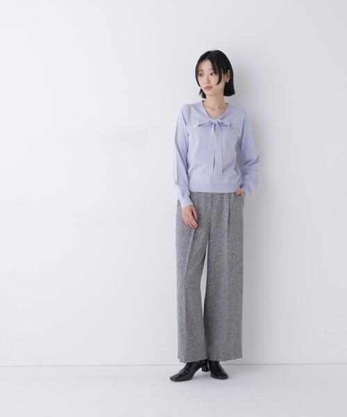NATURAL BEAUTY BASIC(ナチュラルビューティーベーシック)の「天竺ボウタイニット(ニット/セーター・レディース・ブルー/ネイビー/オフホワイト・FREE)」の18枚目の写真