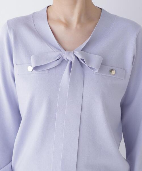 NATURAL BEAUTY BASIC(ナチュラルビューティーベーシック)の「天竺ボウタイニット(ニット/セーター・レディース・ブルー/ネイビー/オフホワイト・FREE)」の21枚目の写真