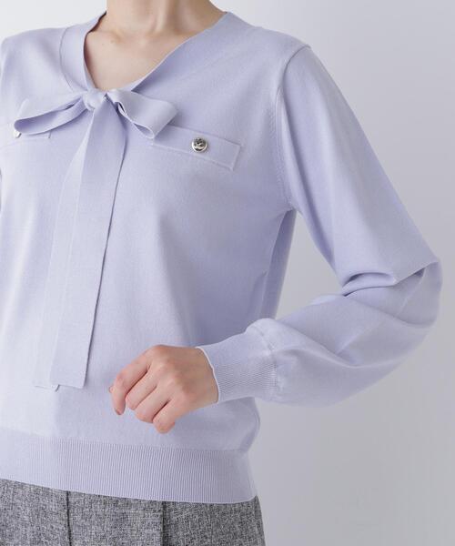 NATURAL BEAUTY BASIC(ナチュラルビューティーベーシック)の「天竺ボウタイニット(ニット/セーター・レディース・ブルー/ネイビー/オフホワイト・FREE)」の22枚目の写真