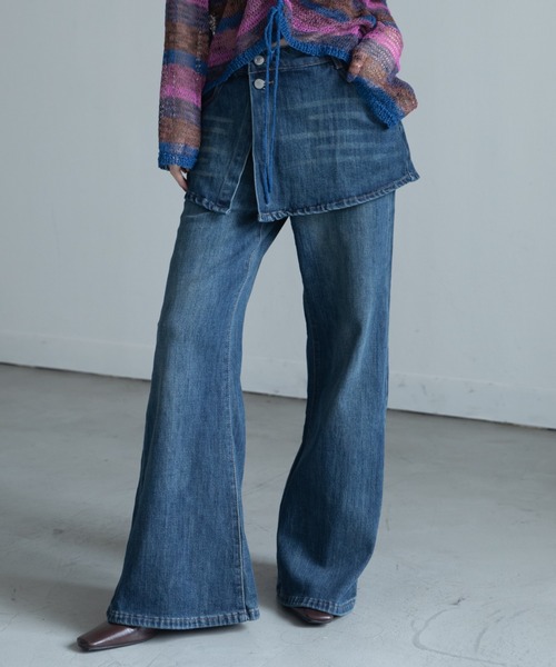 VACANCY(ヴァカンシー)の「レイヤードライクカラーデニム(デニムパンツ・レディース・ブルー/ブラウン/ベージュ・LARGE/MEDIUM/SMALL)」の3枚目の写真