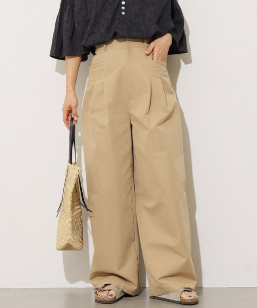 JOURNAL STANDARD relume(ジャーナルスタンダード レリューム)の「《追加5》2タックワイドパンツ(チノパンツ・レディース・ベージュ/ブラック/カーキ・36/38)」の2枚目の写真