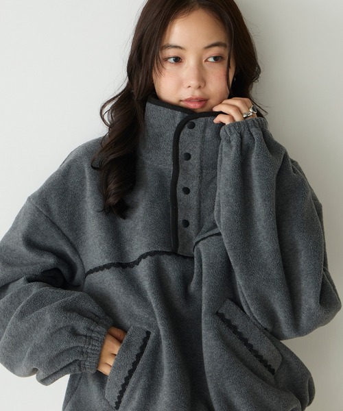 forksy.(フォルクシー)の「【forksy.】配色レース フリース アノラックプルオーバー(スウェット・レディース・グレー/ブラック系/アイボリー/ライトブルー・FREE)」の3枚目の写真