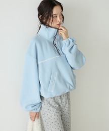 【forksy.】配色レース フリース アノラックプルオーバー