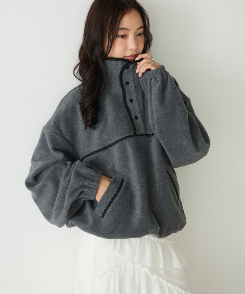 forksy.(フォルクシー)の「【forksy.】配色レース フリース アノラックプルオーバー(スウェット・レディース・グレー/ブラック系/アイボリー/ライトブルー・FREE)」の16枚目の写真