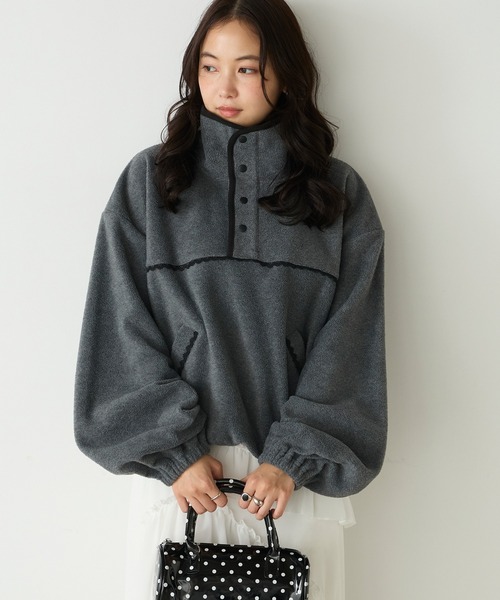 forksy.(フォルクシー)の「【forksy.】配色レース フリース アノラックプルオーバー(スウェット・レディース・グレー/ブラック系/アイボリー/ライトブルー・FREE)」の18枚目の写真