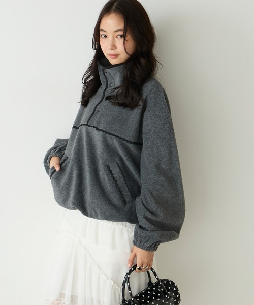 forksy.(フォルクシー)の「【forksy.】配色レース フリース アノラックプルオーバー(スウェット・レディース・グレー/ブラック系/アイボリー/ライトブルー・FREE)」の19枚目の写真