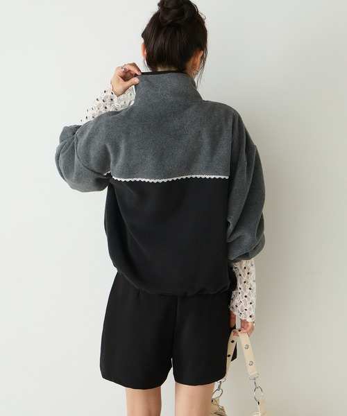 forksy.(フォルクシー)の「【forksy.】配色レース フリース アノラックプルオーバー(スウェット・レディース・グレー/ブラック系/アイボリー/ライトブルー・FREE)」の12枚目の写真