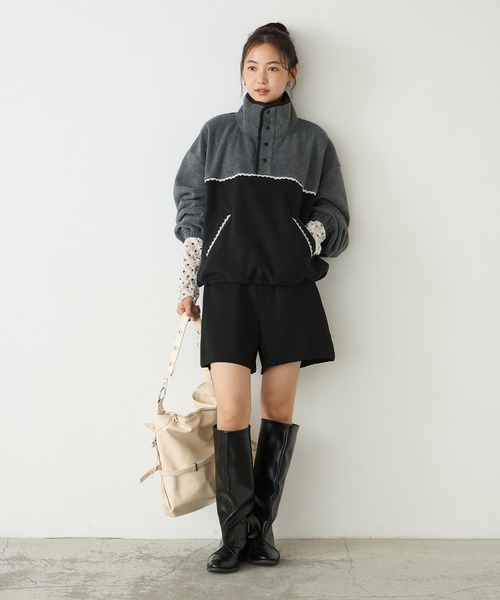forksy.(フォルクシー)の「【forksy.】配色レース フリース アノラックプルオーバー(スウェット・レディース・グレー/ブラック系/アイボリー/ライトブルー・FREE)」の13枚目の写真