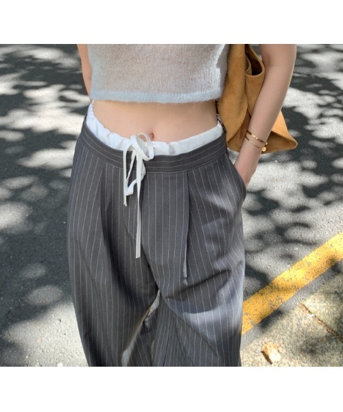 Bifrost(ビフレスト)の「レースアップストライプパンツ(その他パンツ・レディース・ネイビー/グレー・FREE)」の7枚目の写真