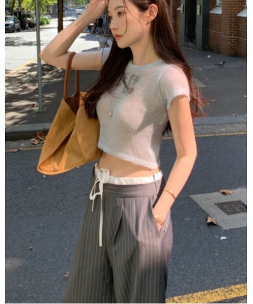 Bifrost(ビフレスト)の「レースアップストライプパンツ(その他パンツ・レディース・ネイビー/グレー・FREE)」の6枚目の写真