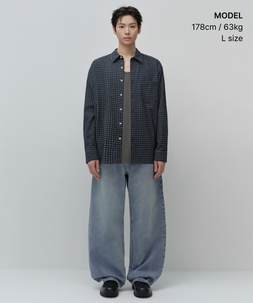 MUSINSA STANDARD（ムシンサスタンダード）の「リラックスドフランネルテタソルチェックシャツ[ネイビー]（シャツ/ブラウス・メンズ・その他・SMALL/MEDIUM/LARGE/X-LARGE/2XL）」の2枚目の写真