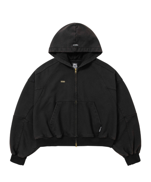 AJOBYAJO（アジョバイアジョ）の「Cropped Washed Zip-up Hoodie [BLACK]（パーカー・レディース・その他・LARGE/X-LARGE）」の2枚目の写真