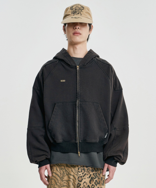 AJOBYAJO（アジョバイアジョ）の「Cropped Washed Zip-up Hoodie [BLACK]（パーカー・レディース・その他・LARGE/X-LARGE）」の7枚目の写真