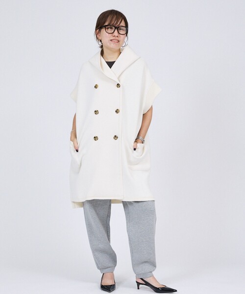 DESIGNWORKS(デザインワークス)の「【一部店舗限定】【セットアップ対応】接結ダブルフェイス半袖ジャケット(テーラードジャケット・レディース・グレー/ブラック/オフホワイト・フリー)」の15枚目の写真