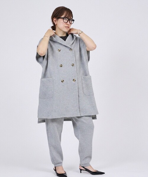 DESIGNWORKS(デザインワークス)の「【一部店舗限定】【セットアップ対応】接結ダブルフェイス半袖ジャケット(テーラードジャケット・レディース・グレー/ブラック/オフホワイト・フリー)」の18枚目の写真