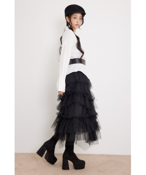 rienda(リエンダ)の「ベルトデザインブラウス 秋服 冬服(シャツ/ブラウス・レディース・ブラック/ホワイト/ライトピンク/マルチ・MEDIUM/SMALL)」の6枚目の写真