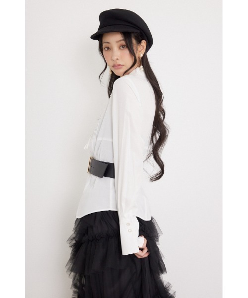 rienda(リエンダ)の「ベルトデザインブラウス 秋服 冬服(シャツ/ブラウス・レディース・ブラック/ホワイト/ライトピンク/マルチ・MEDIUM/SMALL)」の9枚目の写真