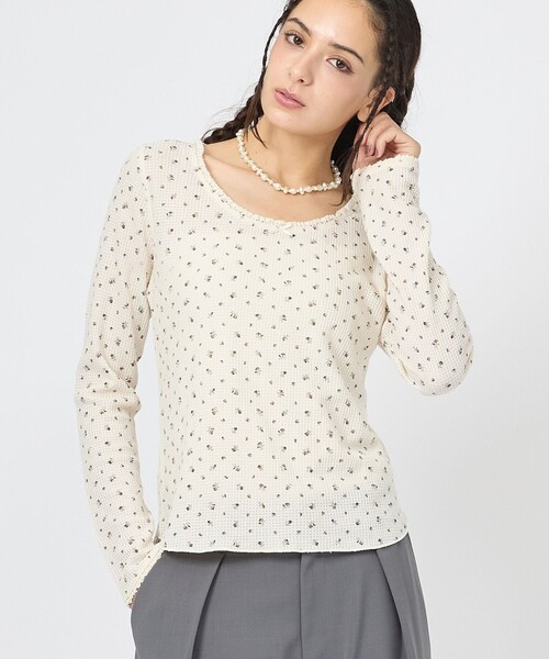 JEMORGAN（ジェーイーモーガン）の「【JEMORGAN/ジェーイーモーガン】レーストリミングカットソー/JG022-59S/ワッフル/トップス/花柄/レース（Tシャツ/カットソー・レディース・その他3/その他1/その他2/その他4・フリー）」の2枚目の写真